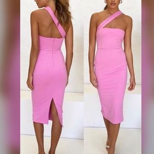 Pink midi cocktail dress